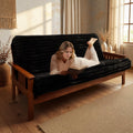 Memory Foam Futon Mattress, Foldout Couch Futon Mattress - 6x54x74 (Charcoal) - Plush Faux Fur Fabric Comfortable and Heavy Duty Sofa Bed, Thick Corded Cushion for All (Frame NOT Included)