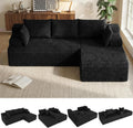 2026 New Boneless Couch, No Assembly Cloud Couch Sectional with Deep Seat & Chaise for Small Space, Upholstered Boneless Sectional Couch for Living Room, L Shaped Couch with Right Facing Chaise, Black
