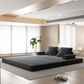 86.6' Queen Floor Sleeper Sofa Bed | Convertible Foam Folding Mattress Couch | King Size Futon Couch Bed for Adjustable Backrests | Sleeper Lounge Chair for Living Room, Playroom, Apartment, Dark Grey