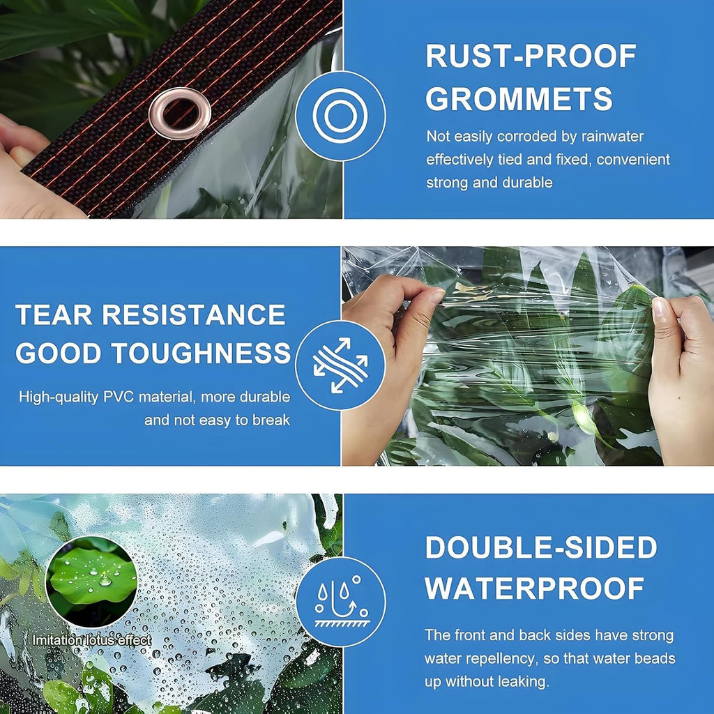 Clear Plastic Tarp for Pergola 14x20 FT, Anti Tear PVC Waterproof Cover with Metal Grommets, 0.12mm Thick for Porch Swimming Pool Chicken Coop Yard Gazebo