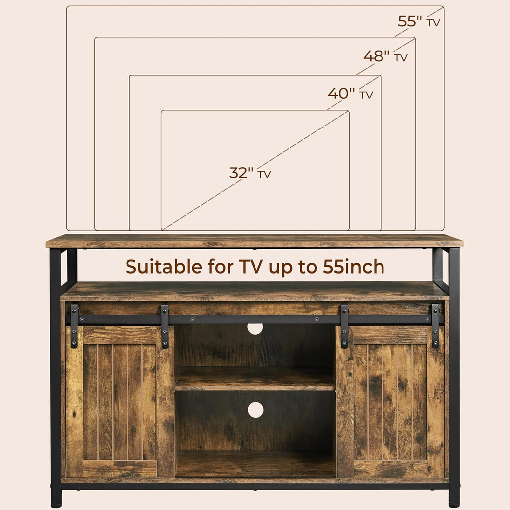 Yaheetech TV Stand, Entertainment Center with Storage Cabinets for 55 Inches TV, Barn Door TV Stand with Height Adjustable Shelves, Farmhouse TV Console for Living Room, 47 Inch