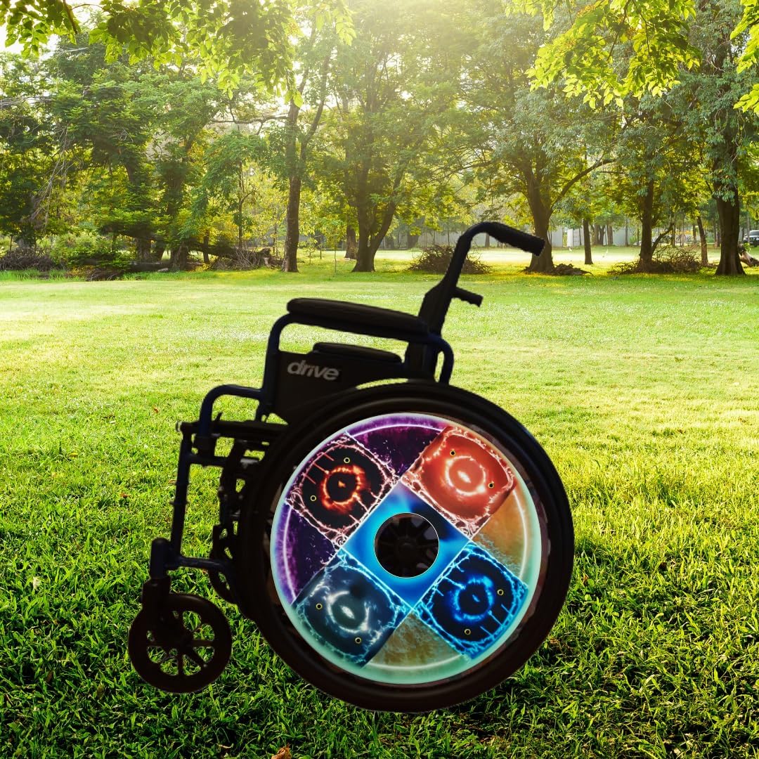 Wheelchair Wheel Covers Waterproof Designer Cover for Wheelchair Wheels, Enhances Aesthetics, Easy Install/Remove, Lightweight, New Matt Finish (Elements)