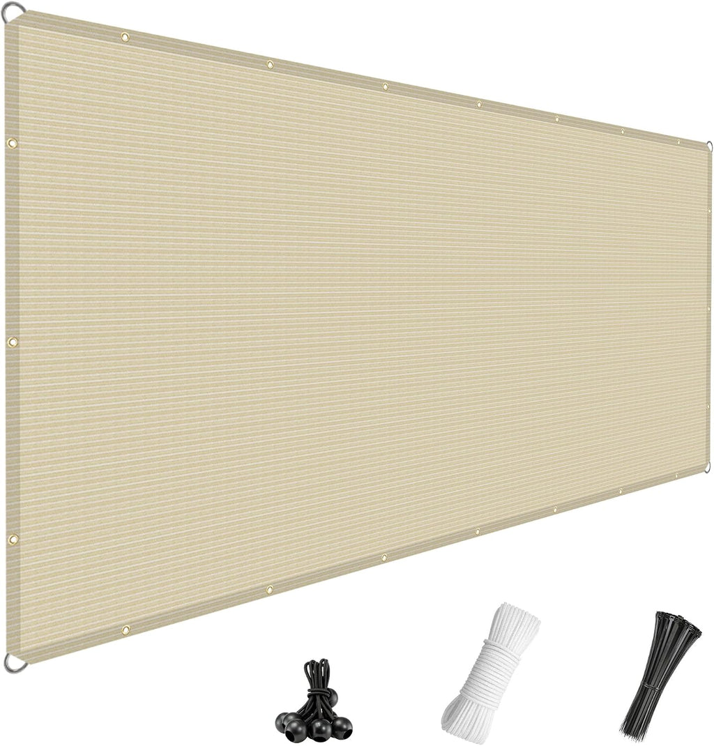 Windscreen4less 12' x 16' Sun Shade Sail Straight Edge Sun Shade Canopy Cover Outdoor with Grommets D-Ring UV Block for Pergola Backyard Patio (Beige)