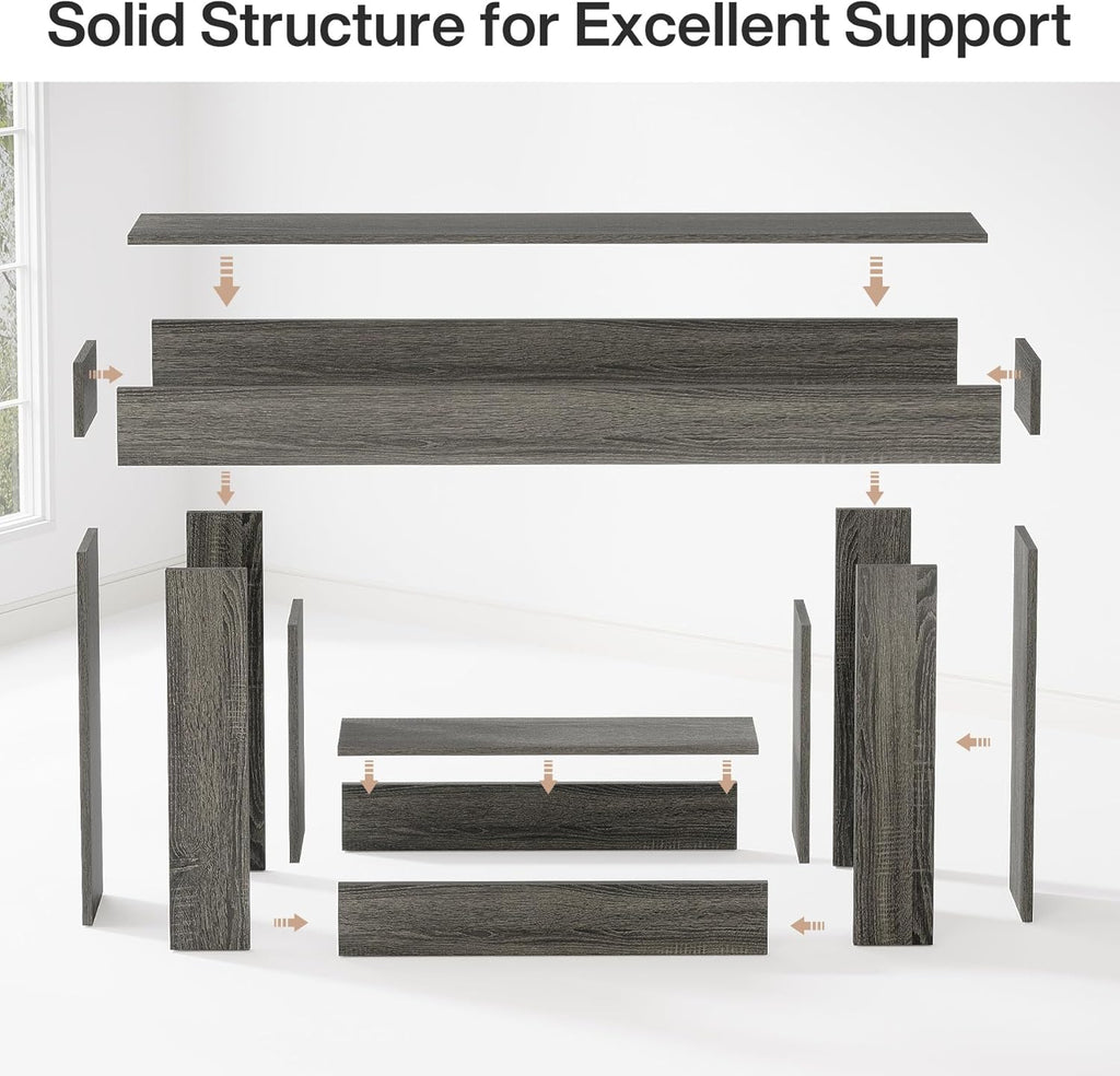 Tribesigns 63' Console Table, Farmhouse 2-Tier Entryway Table with U-Shaped Base, Narrow Long Wood Sofa Table Behind Couch Table for Living Room, Hallway, Foyer, Gray