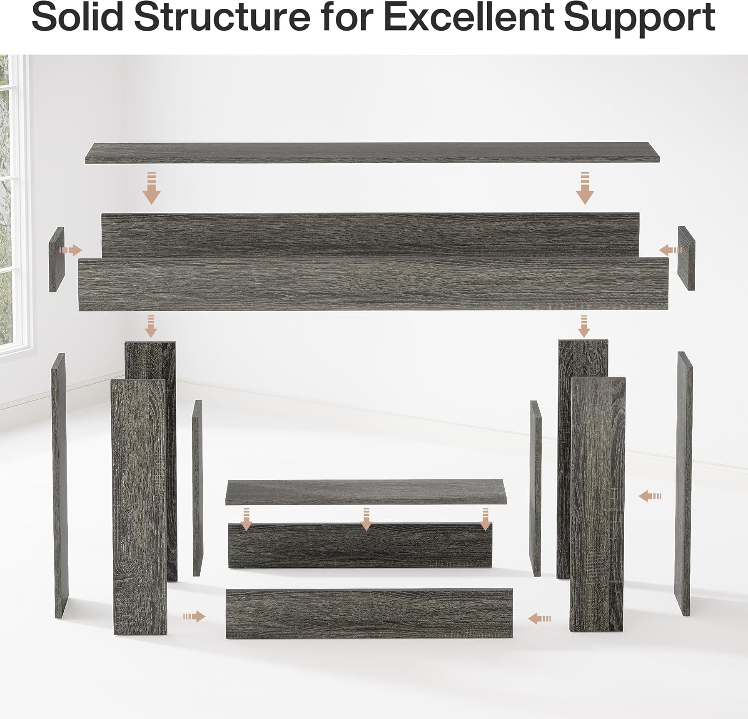 Tribesigns 63' Console Table, Farmhouse 2-Tier Entryway Table with U-Shaped Base, Narrow Long Wood Sofa Table Behind Couch Table for Living Room, Hallway, Foyer, Gray