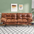 Opoiar 71' L Covertible Futon Sofa Bed,Faux Leather Futon Couch, Memory Foam Modern Loveseat Sleeper, Small Splitback Sofa Couches for Living Room,RV,Home Office,Apartment,Brown