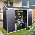 Extrastar 8x4FT Outdoor Storage Shed: Heavy-Duty Resin Shed with Double Doors, Built-in Floor, Windows & Air Weatherproof for Garden, Yard, Patio (Black, 8x4FT)