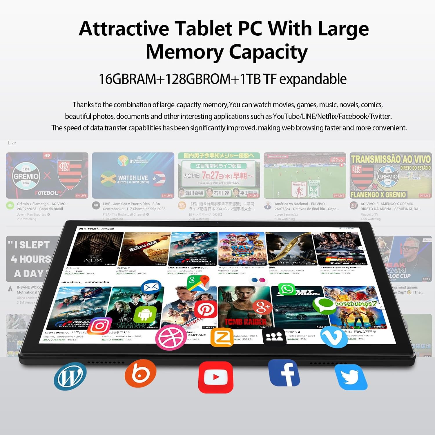 EITOMIN Android Tablet 2026 Latest 10 inch Tablet with Keyboard,128GB ROM 16GB RAM TF1TB Expand,Octa-Core,5GWiFi,1080FHD,13MP+8MPCamera,Bluetooth5.0,GPS,Mouse,Case,Black