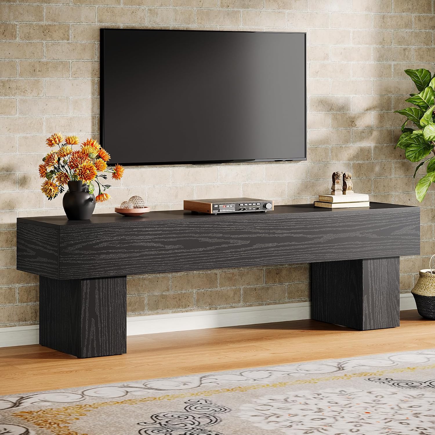 Tribesigns 63' TV Stand, Farmhouse Entertainment Center, Low TV Console Table for Living Room, Long Media Console Television Stands for 55/60/65 Inch TV