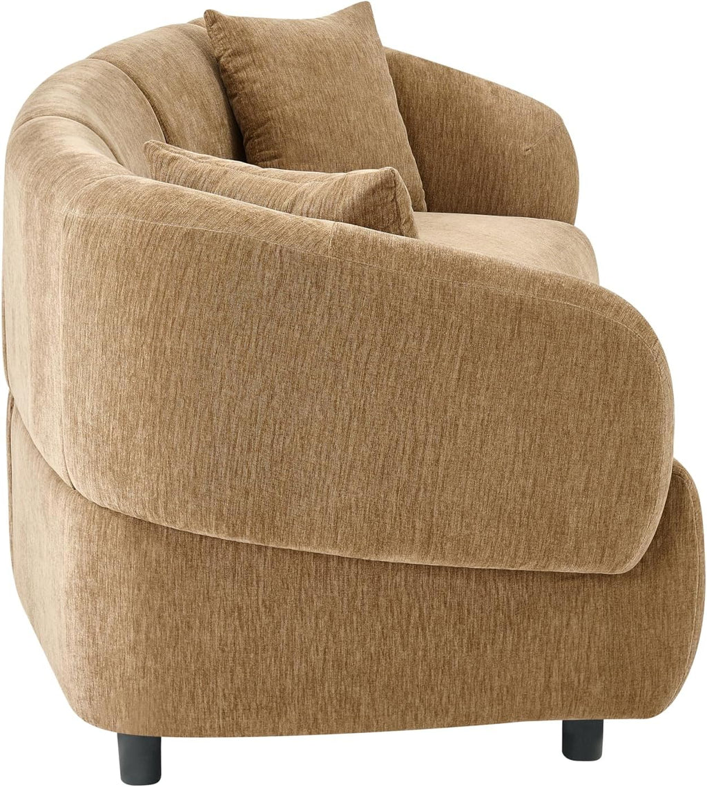 Christopher Knight Home Obito Boucle Upholstered 3-Seater Sofa, Modern Home Sofa Living Room, Wooden Large Upholstered Sofa Couch for Apartment/Home Office, Light Brown/Mocha