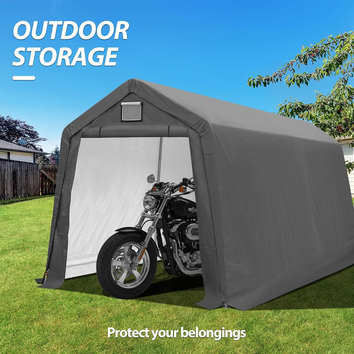 7' x 12' Outdoor Storage Shelter Shed, Portable Storage Shed Heavy Duty Portable Garage with Roll-up Zipper Door for Generator, Vehicles,Motorcycle