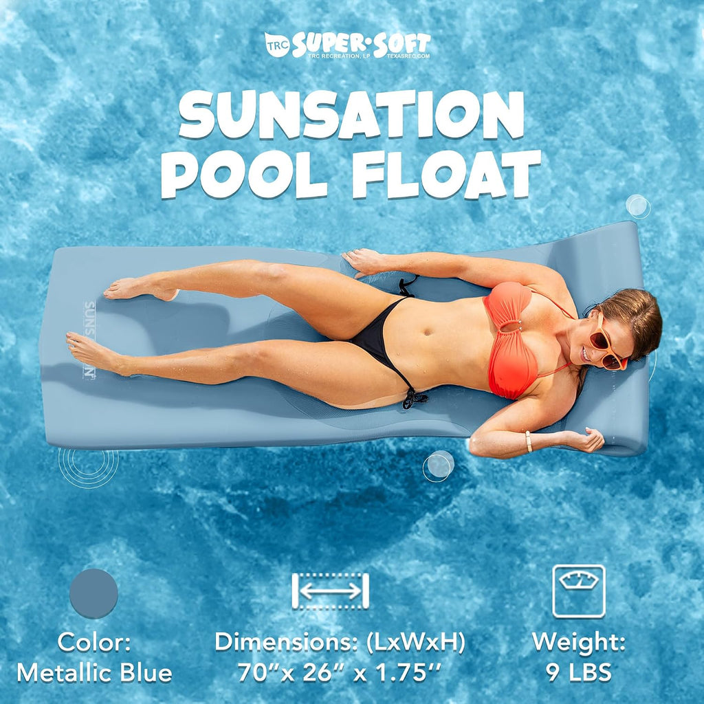 TRC Recreation Sunsation Thick Foam Pool Float Lounger w/Headrest for Lounging & Sunbathing in Swimming Pools, Beaches & Lakes