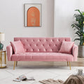 71.65'' Convertible Sofa Bed Modern Futon Set, Velvet Foldable Reclining Loveseat, Three Adjustment Angles,Mid Century Modern Couches for Living Room/Bedroom/Apartment, Easy Assembly,Pink