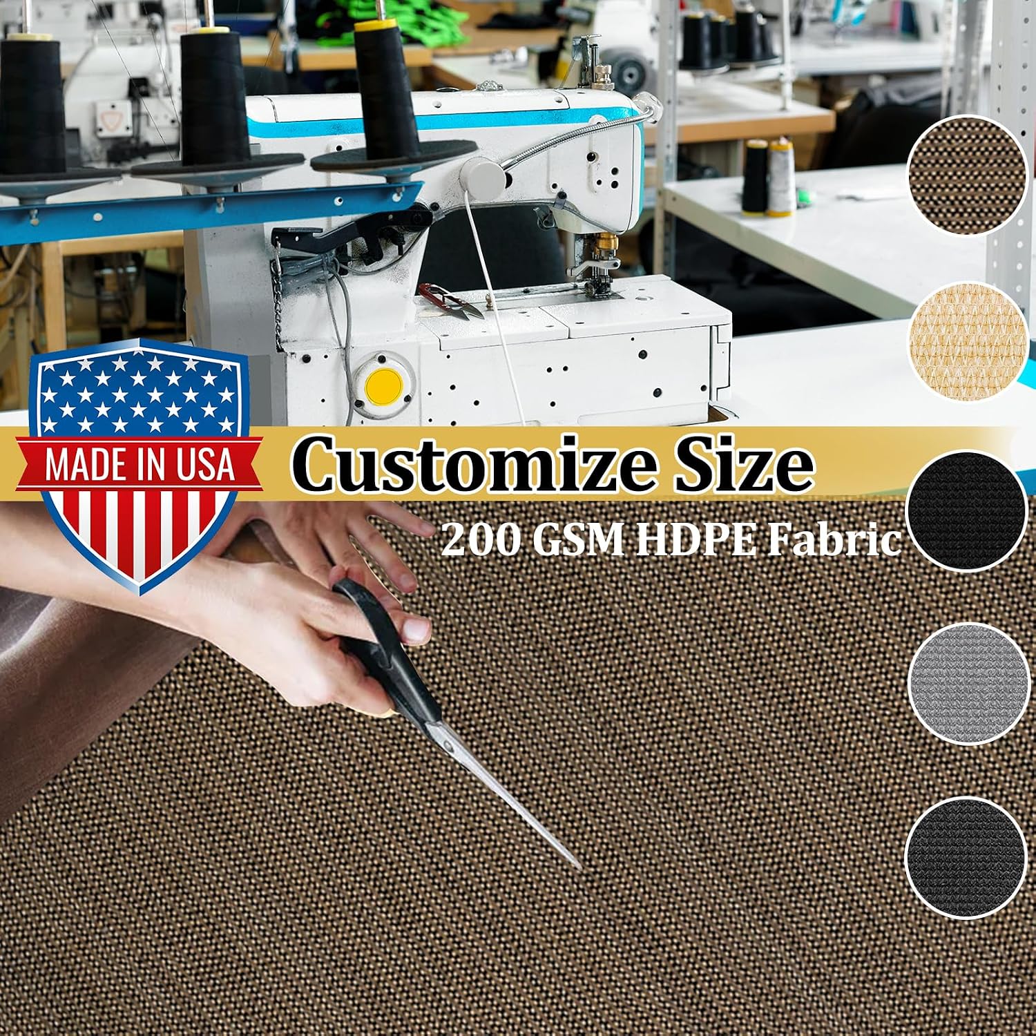 Shade&Beyond Customized Size 14' X 20' Shade Cloth with Grommets, 90% UV Protection UV Protection Mesh Tarp Sun Screens for Patio GN04, Mocha