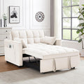 Oversized 3-in-1 Convertible Sleeper Sofa Bed, Futon Couch with Pullout Bed, 2-Seater Loveseat Sofa w/Pockets, Adjustable Backrest and Pillows for Living Room Apartment (White-55inch)