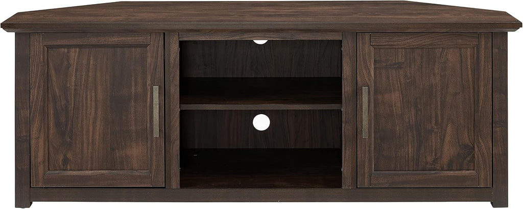 Crosley Furniture Camden Corner TV Stand for 65+ inch TVs, Entertainment Center with Storage Shelves, Dark Walnut