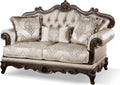Furniture of America Adelaide Traditional Upholstered Sofa with Rolled Armrests and Button Tufted Back, Wooden Comfortable Couch for Living Room, Office, Bedroom, 2-Seater Loveseat, Dark Cherry/Beige
