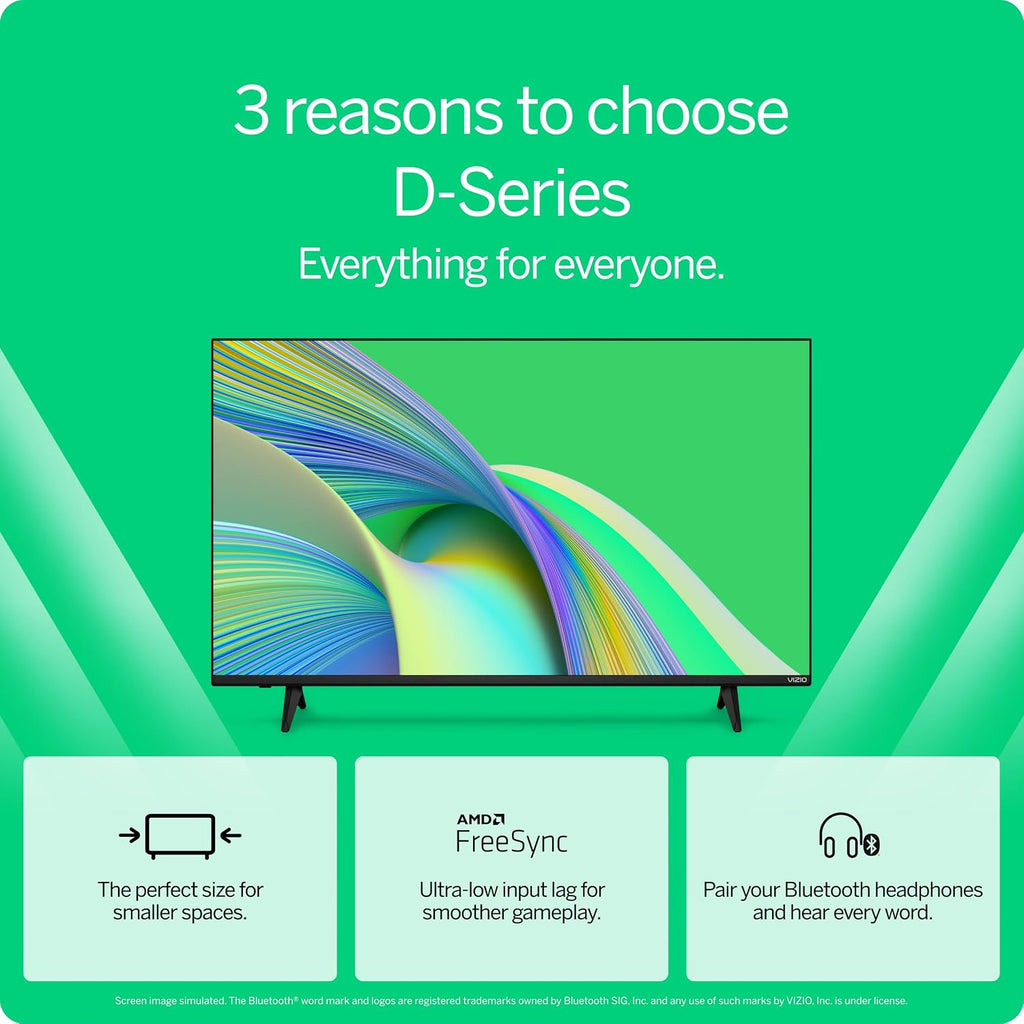 VIZIO 32-inch D-Series Full HD 1080p Smart TV with Apple AirPlay and Chromecast Built-in, Alexa Compatibility, D32fM-K01, 2023 Model