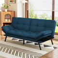 Opoiar Convertible Futon Sofa Bed,71' Memory Foam Futon Couch,Detachable Cushion,Adjustable Backrest & Armrest,Linen Modern Loveseat Sleeper Recliner for Living Room,Office,Apartment,Retro Blue