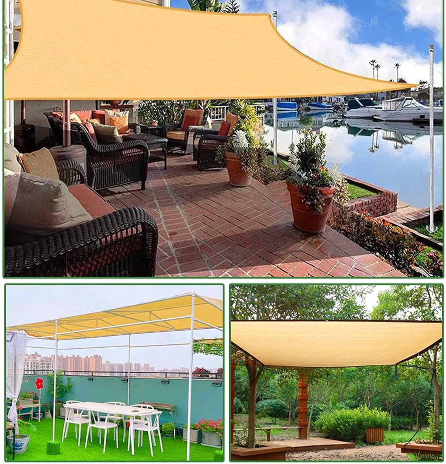 KAnduo 6.5x12 12x16 16x20ft Shade Cloth, Resistant Sun Shade Net 90% Mesh Tarp with HDPE Material and Reinforced Grommets, Sunshade Net(19.6x23ft)