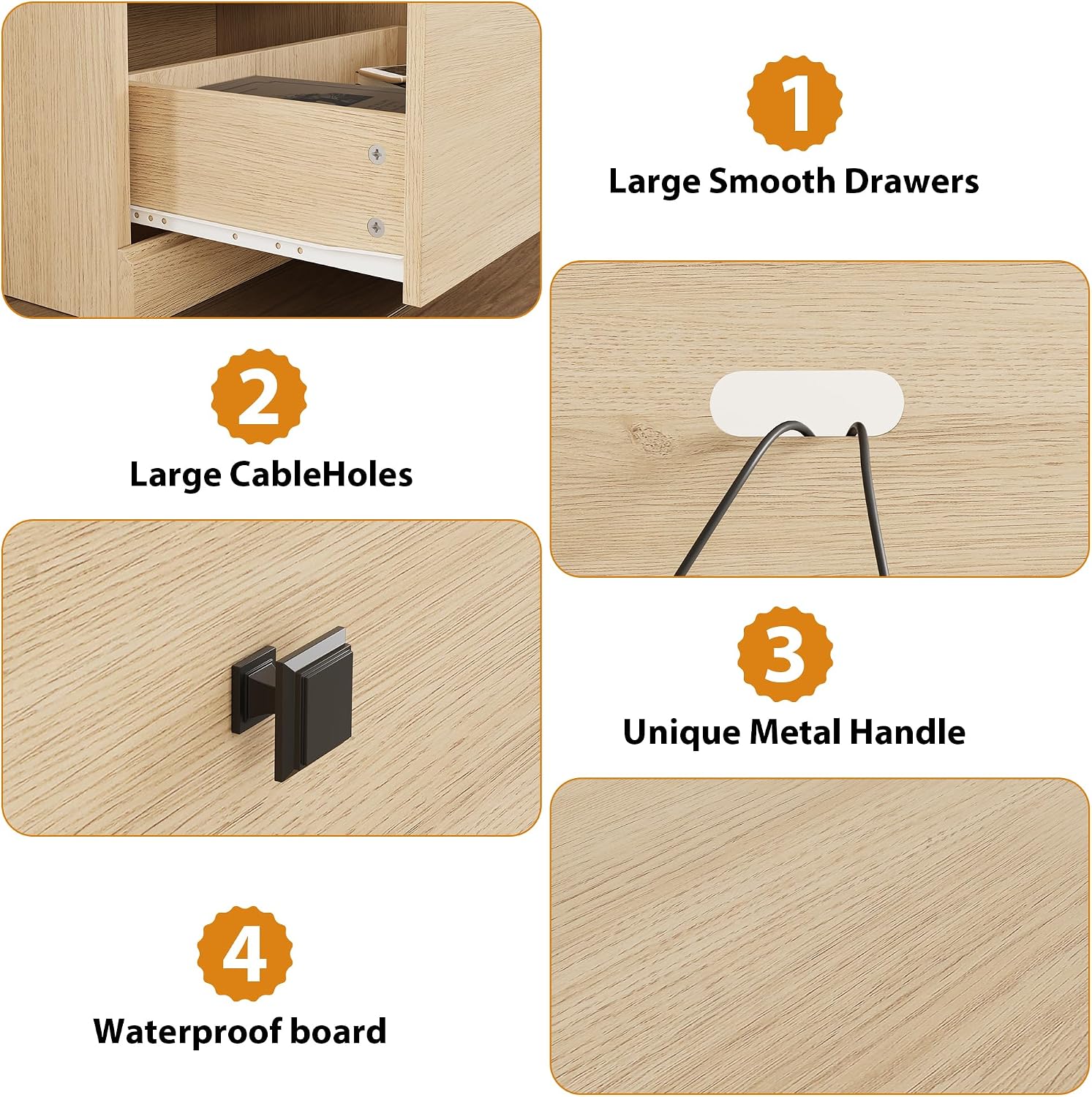 GarveeHome TV Stand for 65/70/75 in TV, Entertainment Center with Storage Drawer, Mid-Century Modern TV Console with Open Shelves, 70 in Media TV Cabinet for Living Room, Bedroom, Natural Wood