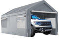 Thanaddo 10'x20' Heavy Duty Carport, Garage Car Canopy, with Roll-up Ventilated Windows, Car Shelter w/Side Tarps for Car, Truck, Boat,Gray