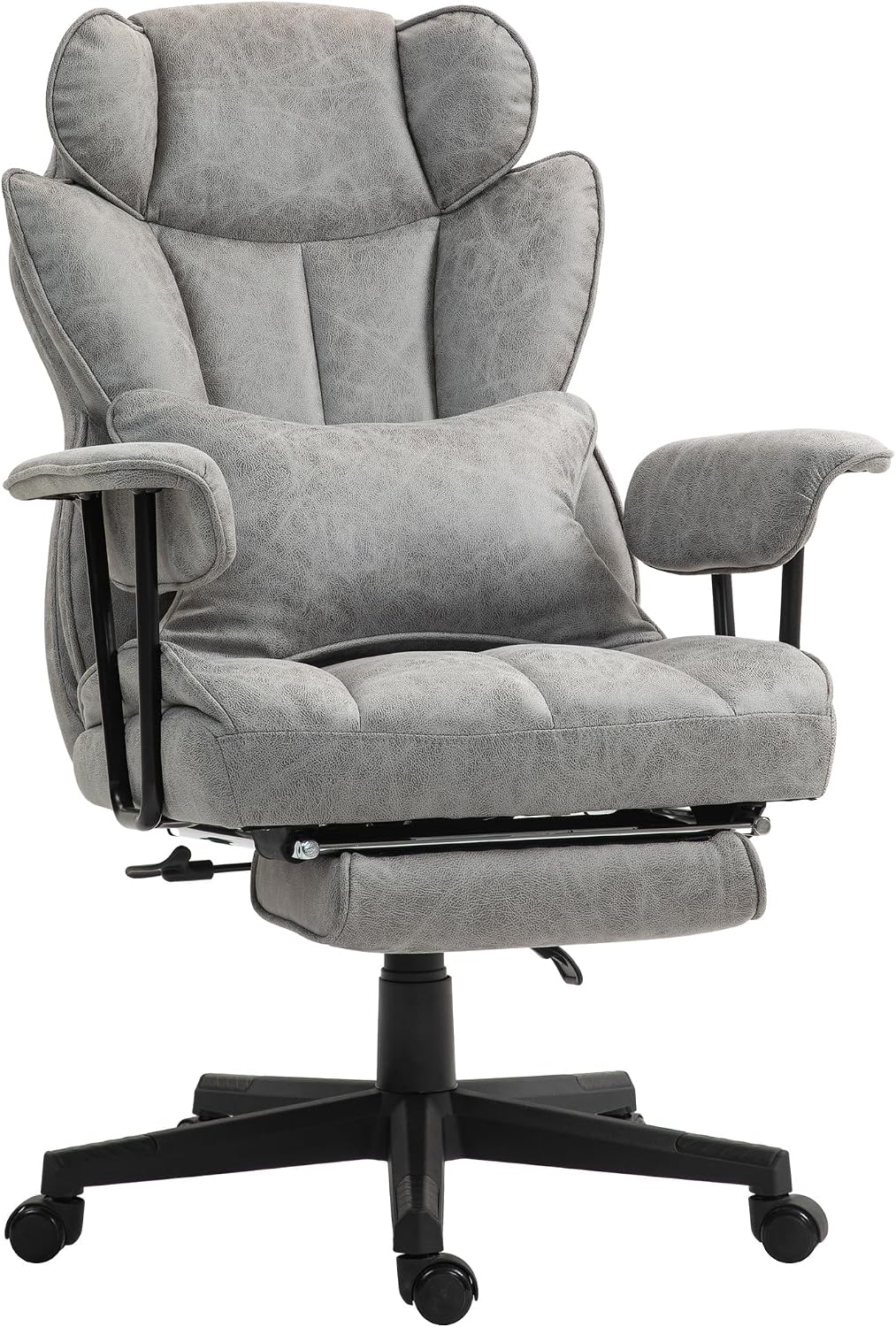 Ergonomic Office Chair with Footrest, 400LBS Big and Tall Computer Desk Chair, Reclining Swivel Rolling Wheels Comfy Gaming Chair for Adults, Home Office Furniture, Bedroom,Gray