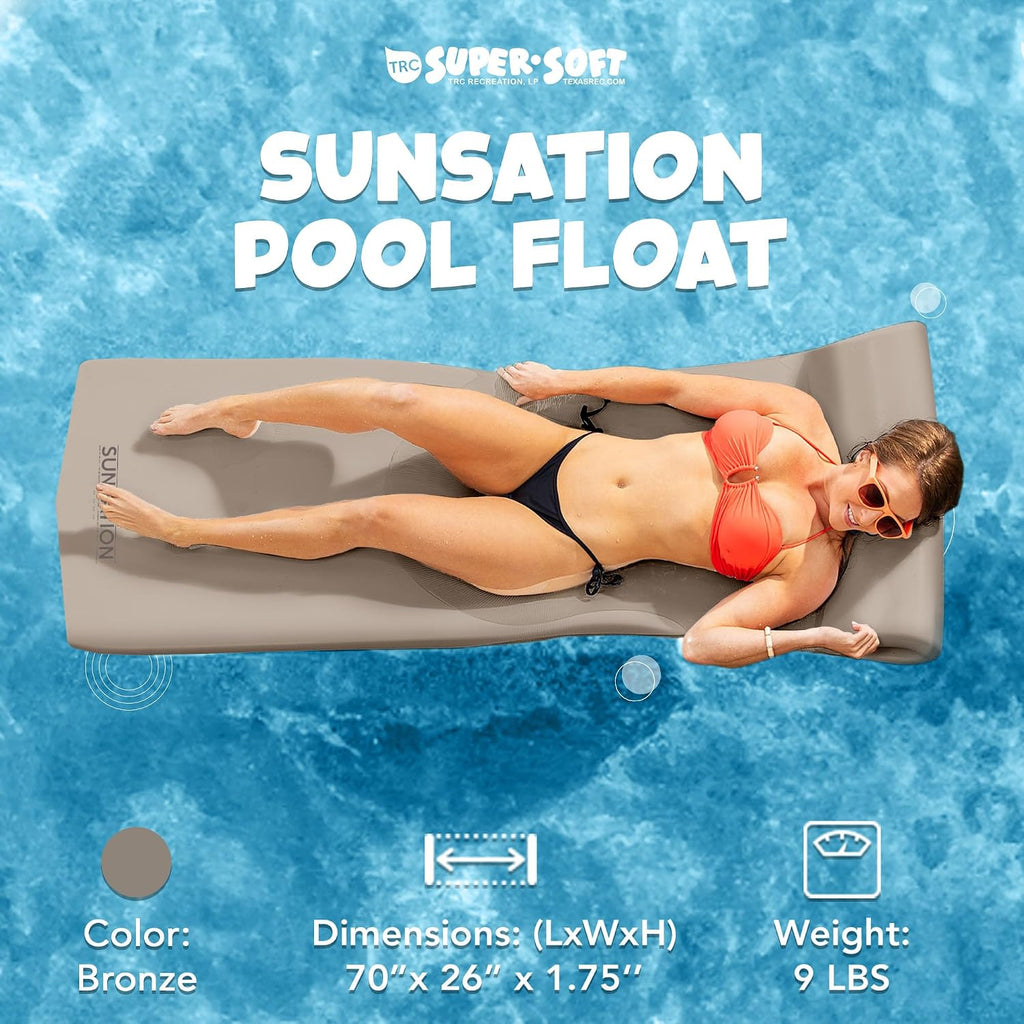 TRC Recreation Sunsation Thick Foam Pool Float Lounger w/Headrest for Lounging & Sunbathing in Swimming Pools, Beaches & Lakes