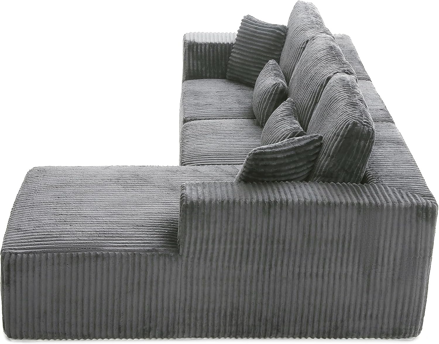 108' Boneless Couches for Living Room, L Shaped Comfy Cloud Modular Sectional Memory Foam Deep Seat Boneless Couch, No Assembly Required Sofa for Living Room with Right Facing Chaise, Dark Grey