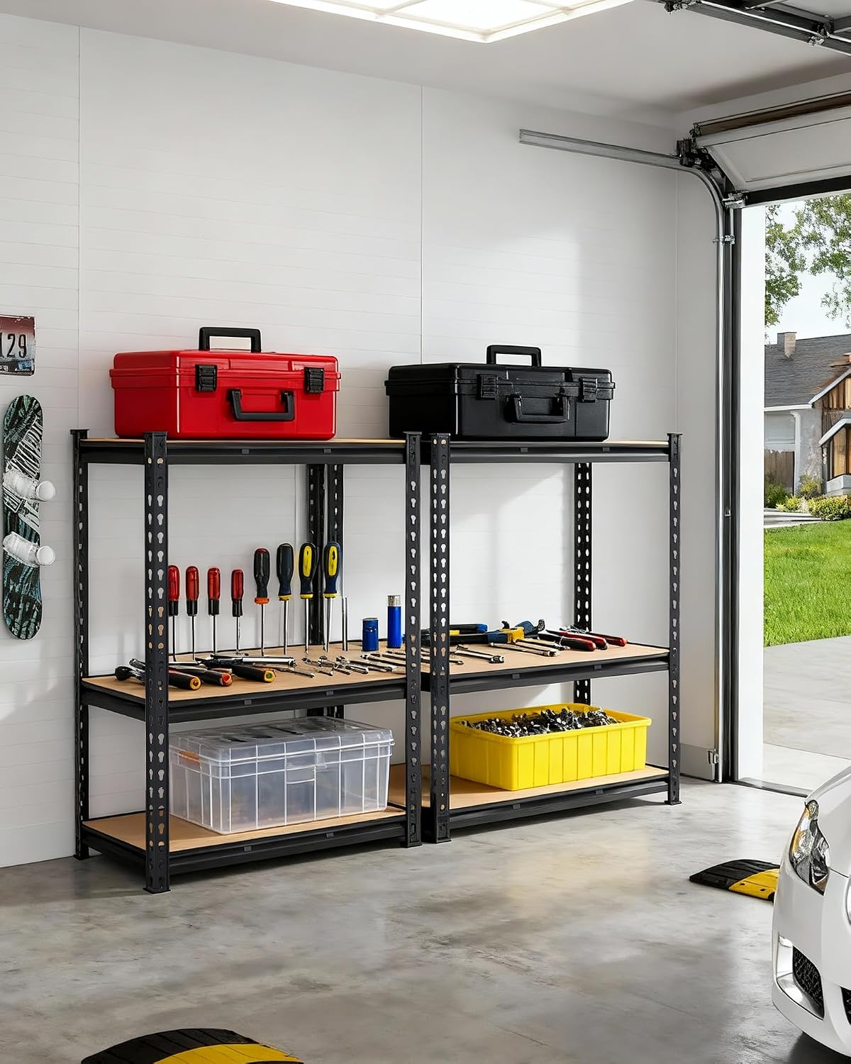 Garvee 3Tier Adjustable Garage Shelving Units, 1320 Lbs Heavy Duty Metal Utility Rack Shelf, 48' W x 24' D x 72' H Inches Storage Shelves, Freestanding Shelving Units for Shed, Basement