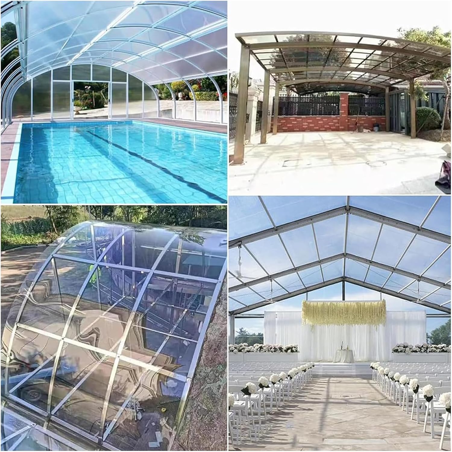 4 mm Clear Polycarbonate Sheet, Rainproof Greenhouse Panels, Easy to Bend and Cut Roof Panels, for Gardens Canopy Carports Windows Boats Greenhouse(60x150cm/24x59in)