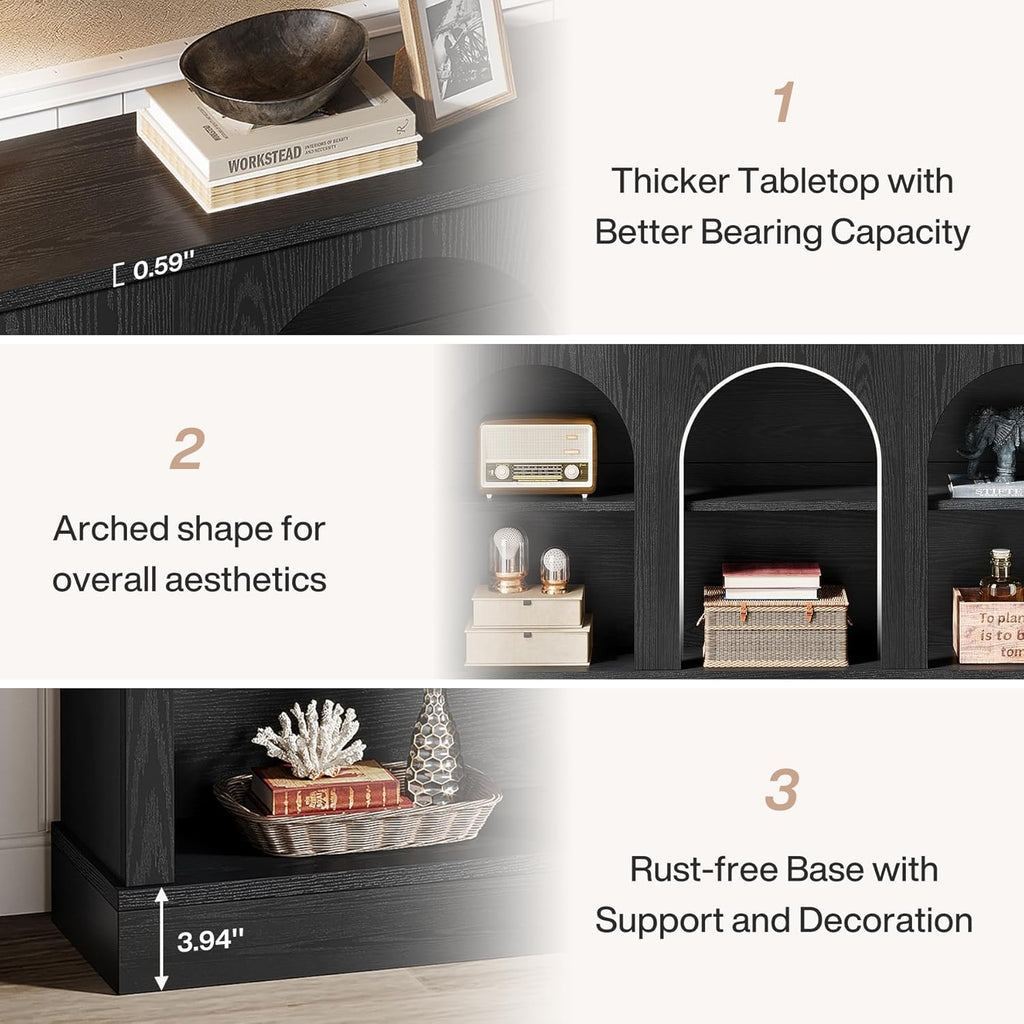 Tribesigns TV Stand for 55/60/65 Inch TV, Farmhouse Entertainment Center with Storage Cabinets, Modern Media Television Console Table for Living Room Bedroom, Black