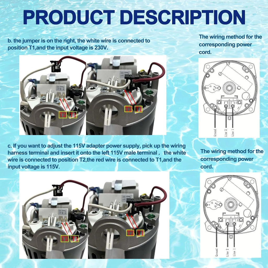 UST1102 1HP Swimming Pool Pump Motor Replacement for Hayward Super,115/230V,Max Flow,Northstar & Ja-cuzzi Magnum Pump,SP2607X10 ST1102 1.0 Horsepower Single Speed Round Flange Pool Motor