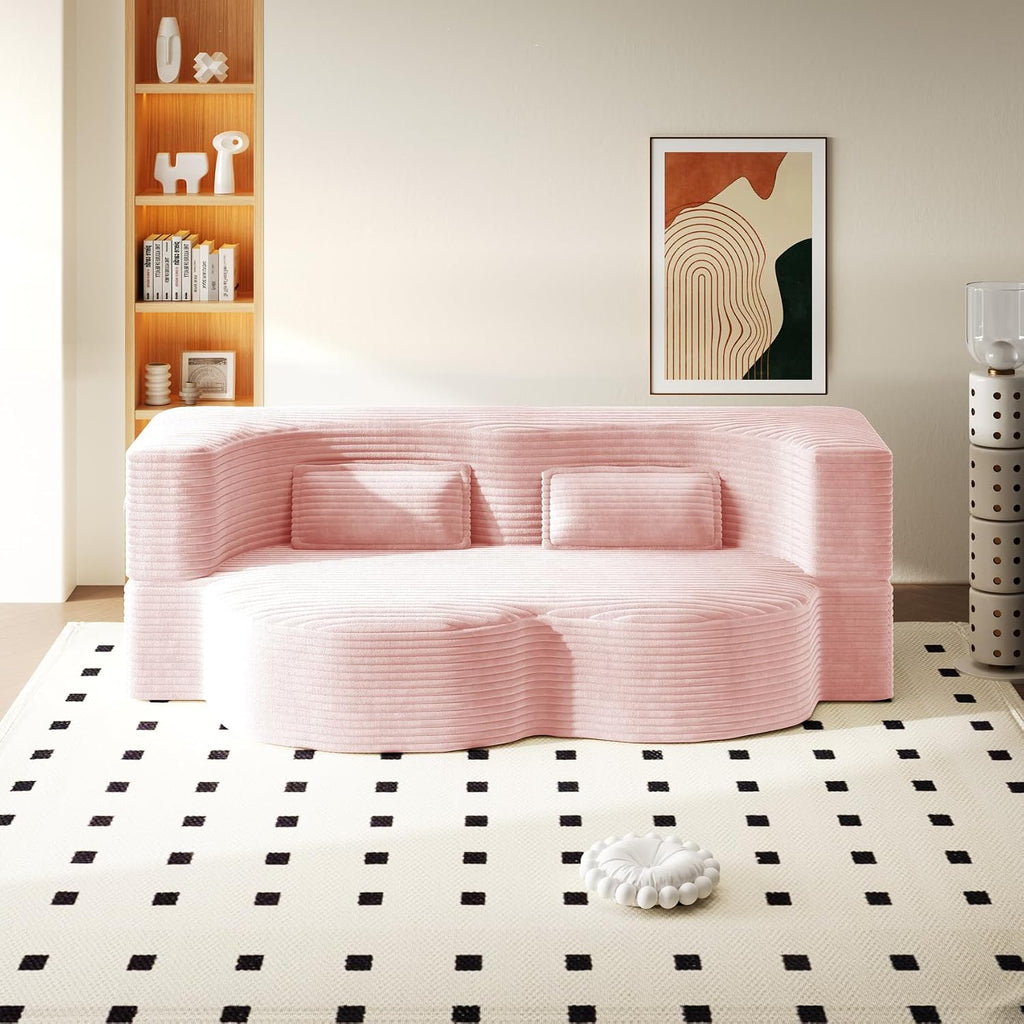 CAPCAEK 2 in 1 Convertible Folding Sofa Bed Twin Size, Modern Corduroy Fabric Boneless Couch Bed with Pillow, Futon Loveseat Sleeper Sofa for Living Room, Office, Guest Use, Apartment