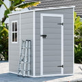 5x4 Shed Resin Outdoor Storage with Floor Included, Lean to Sheds Waterproof Small Plastic Garden Tool Sheds