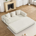 DAMAIFROM Convertible Sleeper Sofa Bed with Cylindrical Pillow,Corduroy Folding Mattress Couch with Fixed-Shape Frame,Modular Floor Sofa Lounge Couch for Living Room Bedroom Lounge,80',Beige White