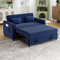 55.51' Sleeper Sofa Bed,Pull Out Couch with Side Pockets,3 in 1 Corduroy Fabric Loveseat Sleeper Sofa ,Pull Out Sofa Bed with Adjustable Backrest for Living Room, Bedroom, Apartment,（Navy Blue）