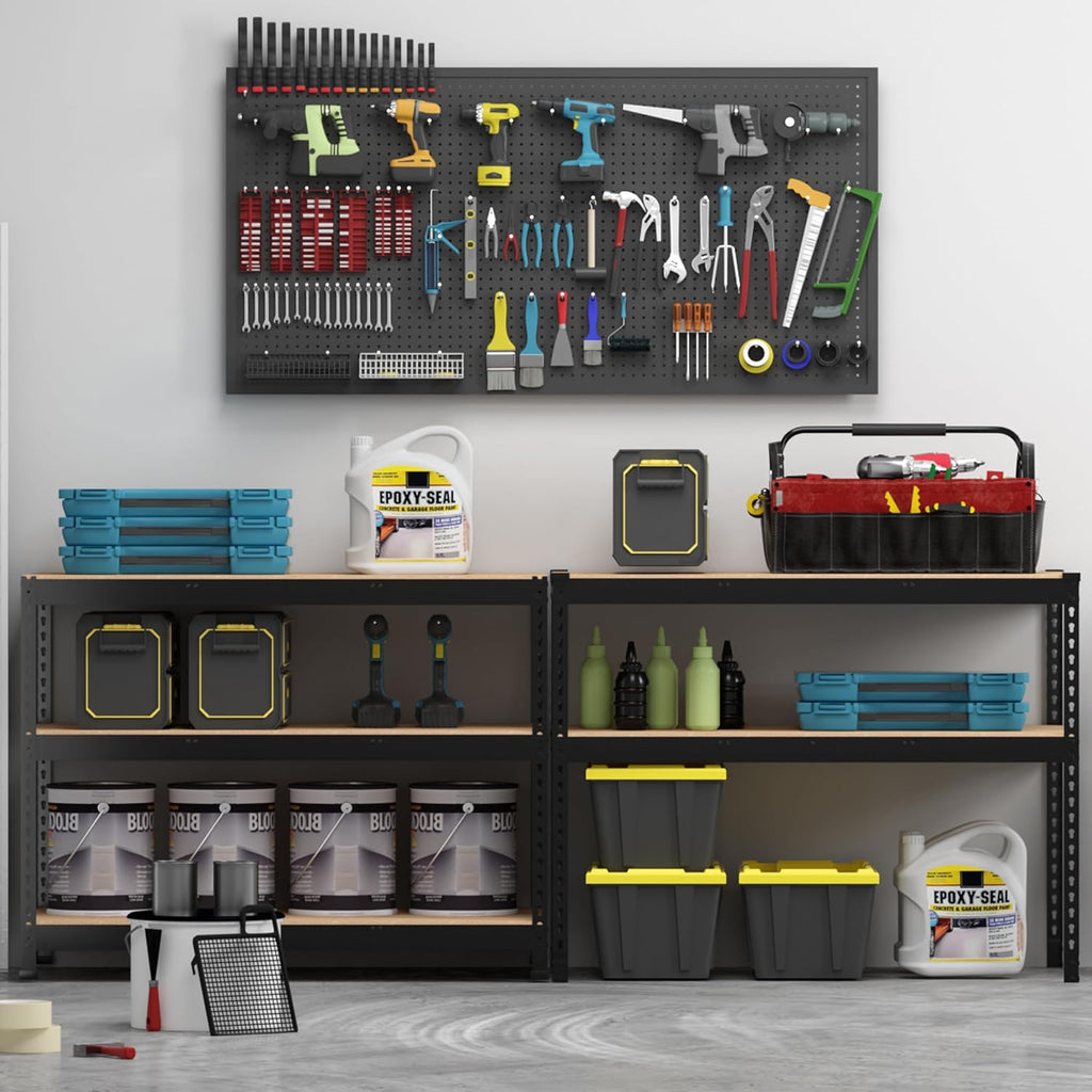 PrimeZone 48' x 24' x 72' Heavy Duty Storage Shelves - 5 Tier Adjustable Garage Storage Shelving, Metal Storage Utility Rack Shelf Unit for Warehouse Pantry Closet Kitchen, Black