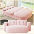 Convertible Sleeper Sofa, Modern 78-inch Folding Futon Corduroy Floor Foam Compression Loveseat Sofa Bed Couch, Foldable Full Size Guest Bed with 2 Pillows for Living Room Bedroom Apartment, Pink