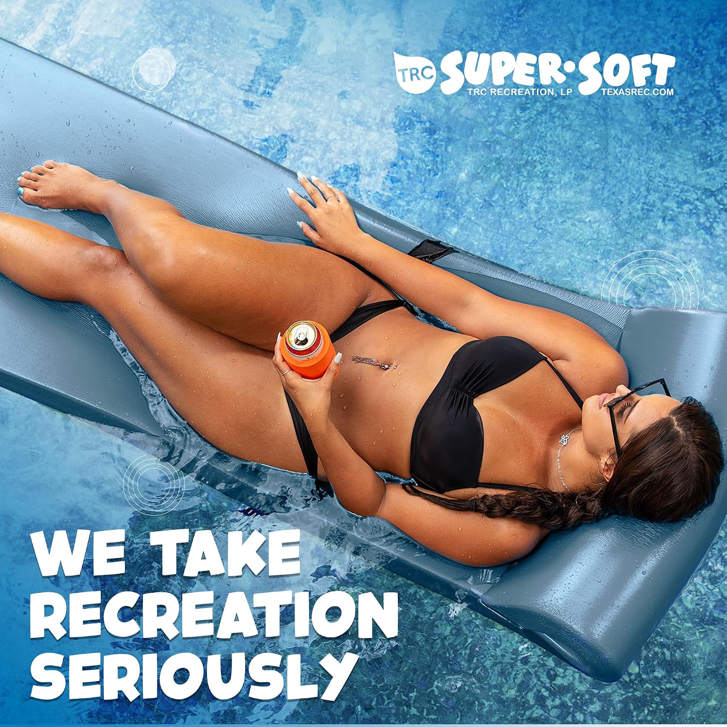 TRC Recreation Sunsation Thick Foam Pool Float Lounger w/Headrest for Lounging & Sunbathing in Swimming Pools, Beaches & Lakes