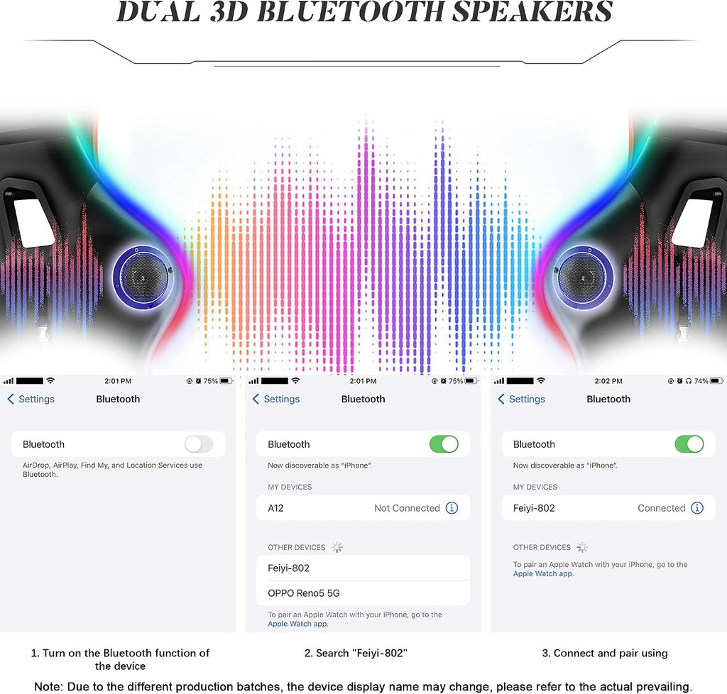 Ergonomic High Back RGB Gaming Chair with Footrest, Massage Video Game Chairs with Speakers, Computer Chair with 4D Handrail Lumbar Support PU Leather 360° Swivel Racing Chair,Black