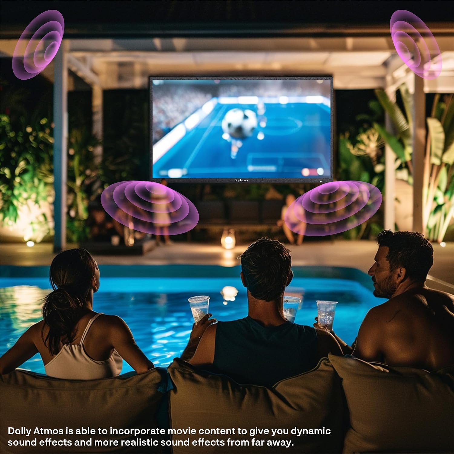 SYLVOX New 75' Outdoor Smart TV, Superior Waterproof Performance, Upgraded Matte Finish for Enhanced Anti-Glare Effect, Full Metal, with Dolby Atmos, 1000nits, Partial Sun Deck Pro 3.0+ Series