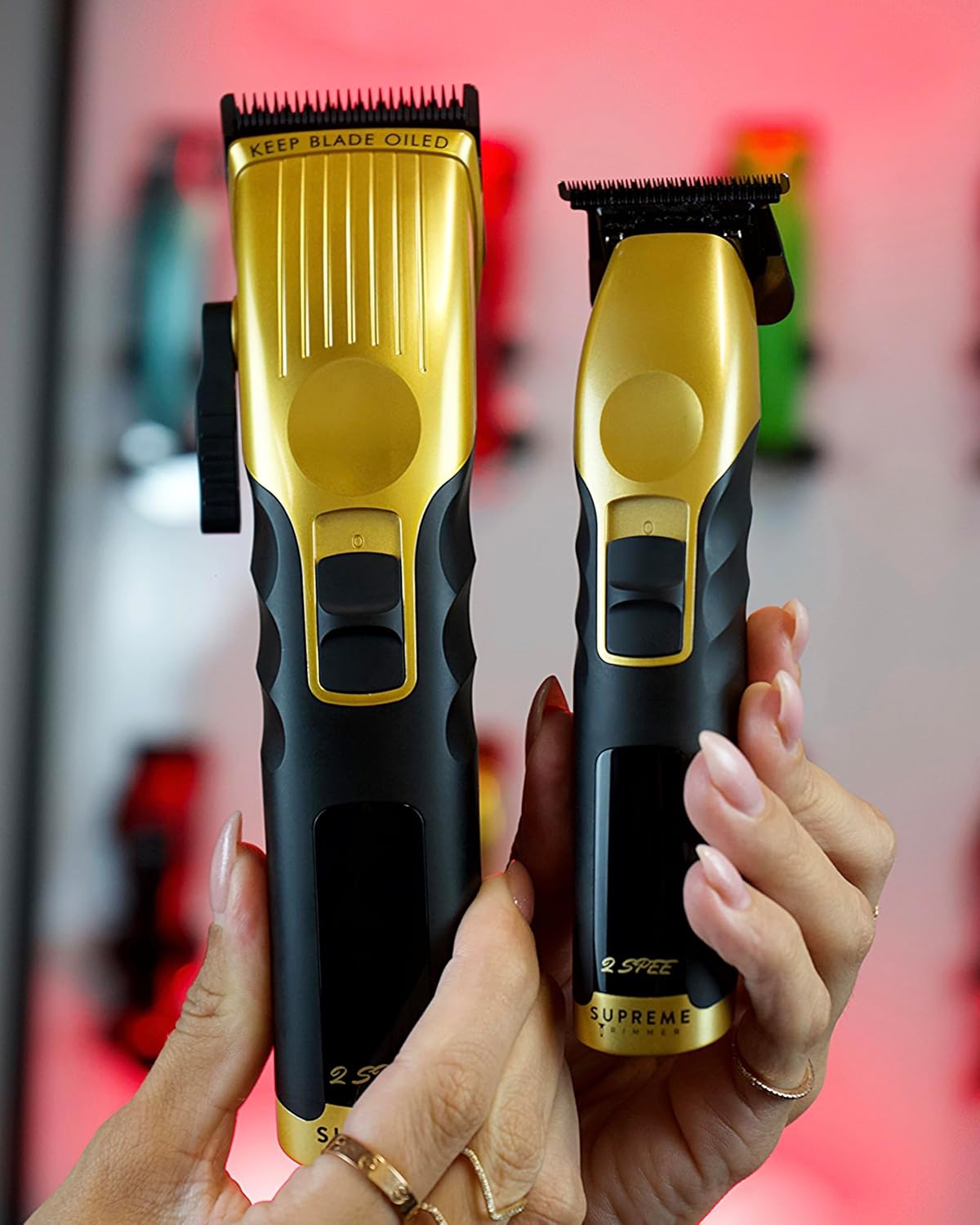 Supreme Trimmer 3-in-1 Barber Bundle | 2Spee Clipper, 2Spee Trimmer & Crunch Foil Shaver | Professional Beard Trimmer Men's Hair Clipper Kit | (Gold)
