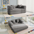 YINIX Sofa Bed, 62'' Folding Floor Couch, Compressed Convertable Sleeper Sofa, Memory Foam Couch with Pillow Back Support Armrest, 4-in-1 Futon Sofa Bed for Living Room, Silver
