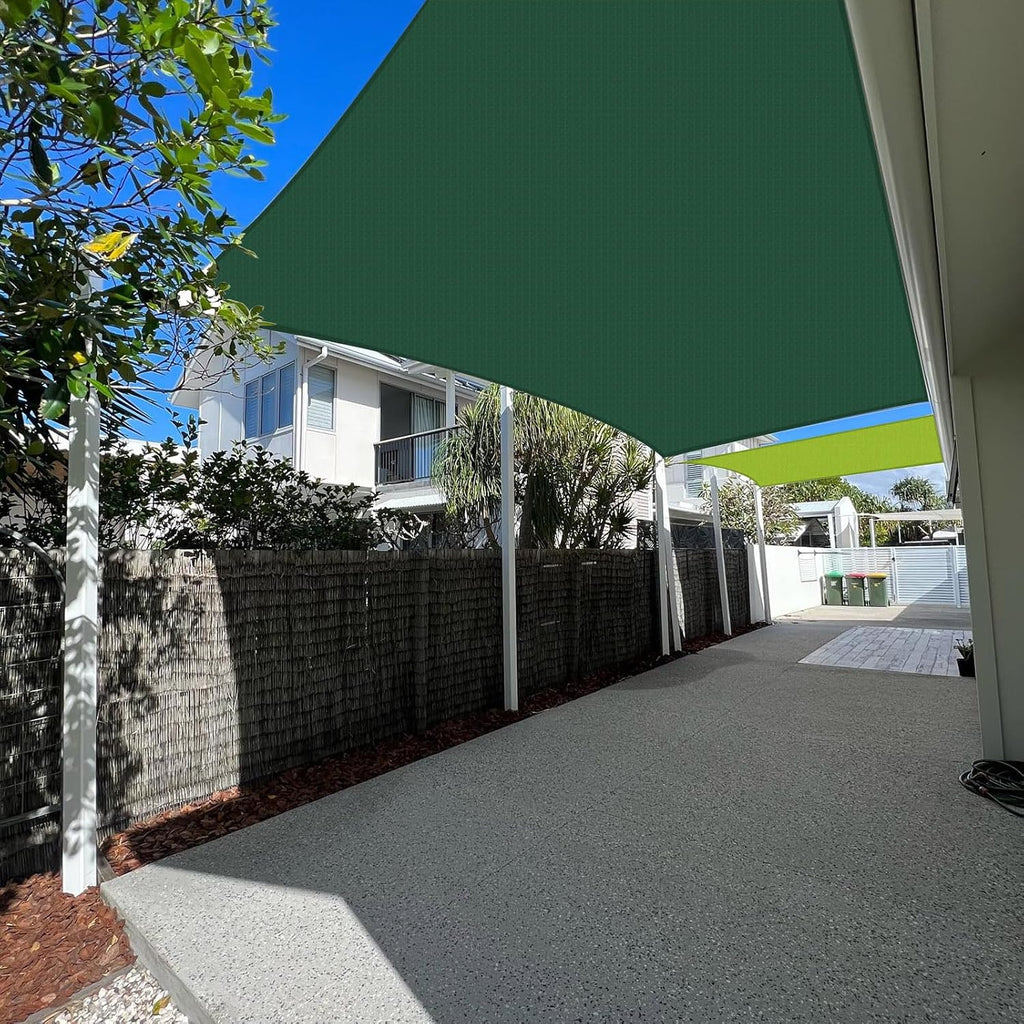 Terylene Waterproof Sun Shade Sail UV Blocker Sunshade Patio Rectangle Knitted 220 GSM Block Fabric Pergola Carport Awning 12' x 16' in Color Dark Green