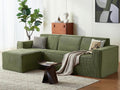 LINSY HOME Modular Sectional Sofa, 105' Boneless Couch L Shaped 3-Seat Sofa with Ottoman, Corduroy Sectional Cloud Couches for Living Room, No Assembly Required, Green