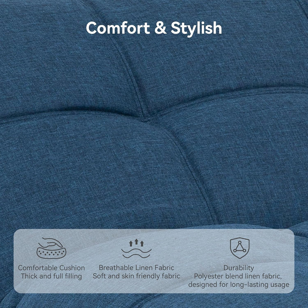 Convertible Futon Sofa Bed,71' Modern Fabric Futon Couch with Adjustable Backrest&Armrest,Small Loveseat Sleeper Sofa,Dorm Futonsofa for Apartment,Living Room,Detachable Cushions,Navy Blue