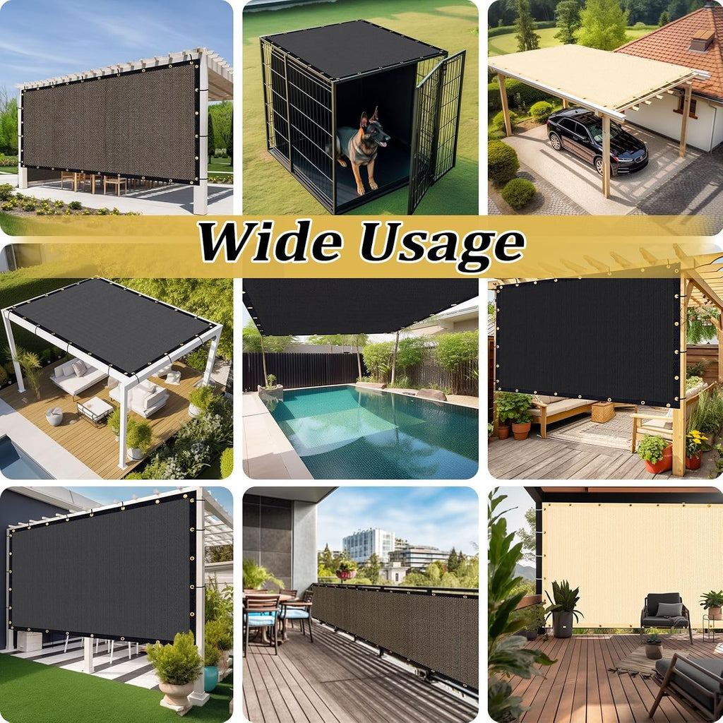 Shade&Beyond Customized Size 8' X 10' Shade Cloth with Grommets, 90% UV Protection Pergola Shade Cover Mesh Tarp Sun Screens for Patio GN06, Dark Gray