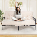 DHMAKER 8-inch Futon Mattress Queen Size, Thick Futon Sofa Couch Bed Foldable Floor Sleeping Pad for Adults, Portable Floor Bed Mattress, Velvet Tatami Mat (Frame Not Included),White, 60'x80'