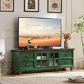 SAVOR LIFE Farmhouse TV Stand for Living Room, Rustic Green Entertainment Center with Storage Cabinet,Wood TV Console with 4 Drawers,Modern TV Stands for Bedroom,Green